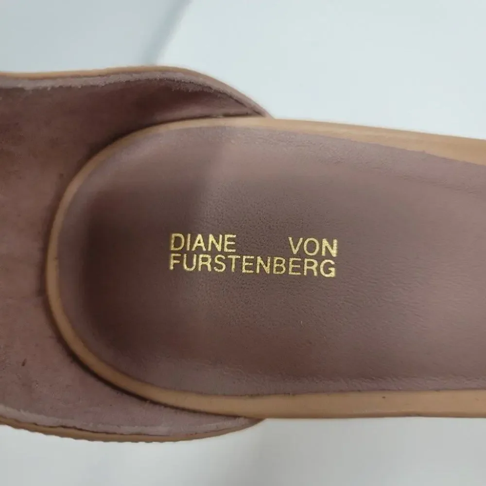 Diane Von Furstenberg Block Heel Open Toe Buckle Ankle Heel Sandal Shoes Size 11